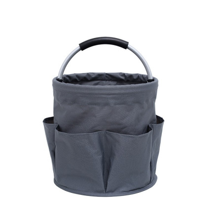 Geanta Cos pentru Scule de 17L,  Buzunare Exterioare, Cos de Picnic Portabil, Cos pentru Plaja, Cos pentru Curatenie, din Material Oxford 600 D, 28 x 28 x 28 cm Gri inchis