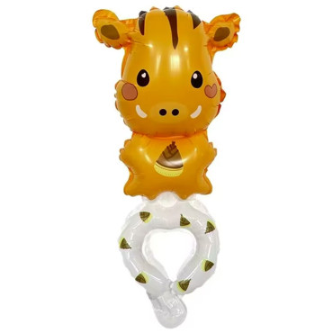 Balon din Folie Metalizata, Cyrax, Figurine Animalute, Tip Bratara, Model Mistret, Ambalaj Individual, Pai Inclus, Umflare cu Aer sau Heliu, Portocaliu