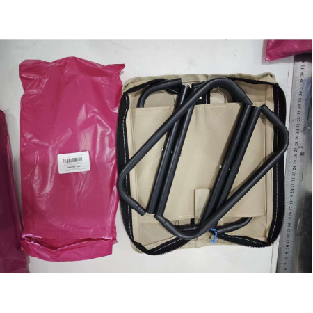 Scaun Pliabil,  pentru Adulti, Portabil, pentru Camping, Pescuit, din Panza Oxford si Cadru Metalic, 24 x 24 x 28 cm, Negru/Bej