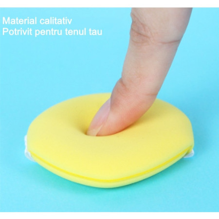 Burete de Machiaj Triunghi Cyrax, Reutilizabili, Utilizare Umeda sau Uscata, 5.5 x 5.5 x 0.9 cm, Powder Puff, Galben