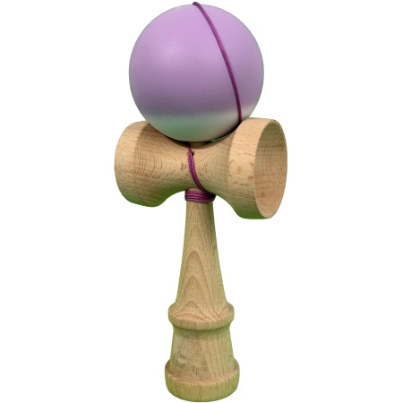 Kendama X Originala, Profesionala, Cyrax, din Lemn cu Bila Cauciucata, 18 x 6 x 7 cm, Gradient Mov/Alb