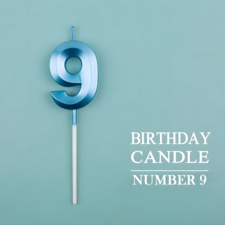 Lumanare Cifra 9, Cyrax, Model Diamond, 5 x 3.4 cm, Albastru