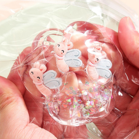 Jucarie Antistres Squishy, Cyrax, cu Revenire Lenta, Squeeze Pinch Family, Model Cat Paw, 6.5 x 7 cm, din Tpr, 4-6 Ani, Model 7 Insecte, Transparent