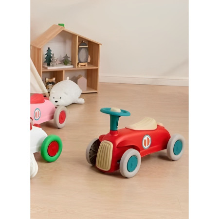 Masinuta Ride-On Cyrax, cu Sistem Anti-Rasturnare, Claxon pe Volan, 1-6 Ani, 60 x 28 x 34 cm, Rosu-Crem