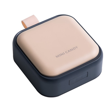 Cutie Depozitare Medicamente Mini,  4 Compartimente, Inchidere Etans, Portabila, Patrat, Roz-Negru, PP, 7.5x7.5x3 cm