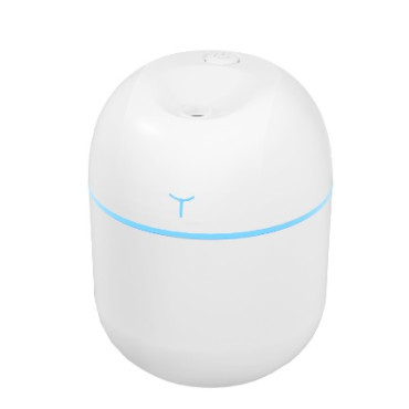 Mini Umidificator Portabil,  2 Moduri, Aromaterapie, Silentios, Lumina Ambientala, Incarcare USB, 220 ml, 8 x 8 x 10.3 cm, Alb