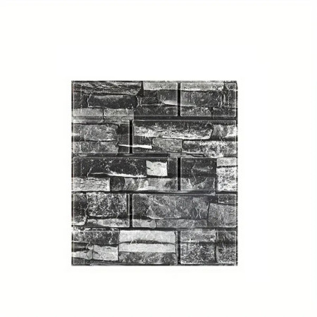 Set 10 Placi Tapet 3D,  35 x 38 cm, Grosime 3 mm, din Polietilena, Model Caramida, Suprafata acoperita 1.33 mp, Piatra Gri