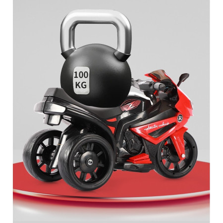 Motocicletă Electrică cu 3 Roti, Cyrax, Acumulator Încarcare, Anti-Rasturnare, Lumini, Sunete, Off-Road, Baterie 6V 4.5Ah, 66x34x43cm, Rosu