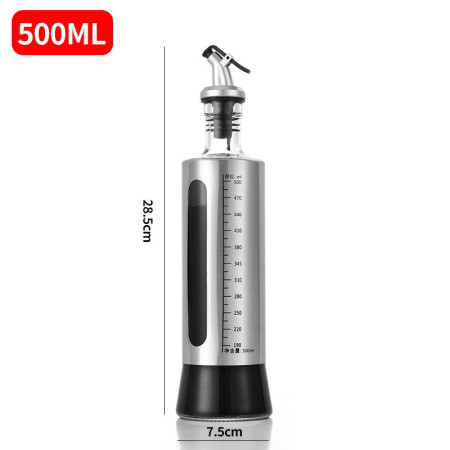 Sticla de ulei, Cyrax, Sticla de Ulei din Otel Inoxidabil, Sticla pentru Lichide de Bucatarie, Sticla pentru Lichide de Gatit, 28.5 x 7.5 cm, volum 500 ml, Gri Transparent