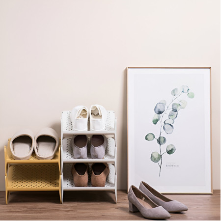 Suport pentru Pantofi,  cu Doua Straturi, Organizator, Antiderapant și Durabil, 26x24.8x16 cm, Alb