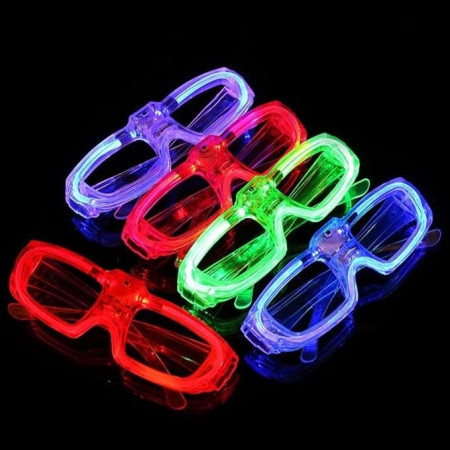 Ochelari de Petrecere cu LED, Cyrax, Model Neon, din Plastic, 3 Moduri de Iluminat, Marime Universala, Multicolor
