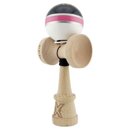 Kendama X Originala ROYAL SPIKE, Profesionala, Cyrax, Cupe Mari KING SIZE V3, Super Sticky, Gaura in Baza, Rulment Metalic, din lemn 18 cm, Ata 55 cm, Inel Roz