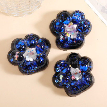 Jucarie Antistres Squishy, Cyrax, cu Revenire Lenta, Model Cat Paw, Squeeze Pinch Family, 6.5 x 6 cm, din Tpr, 4-6 Ani, Model 2 Figurine, Negru cu Insertii