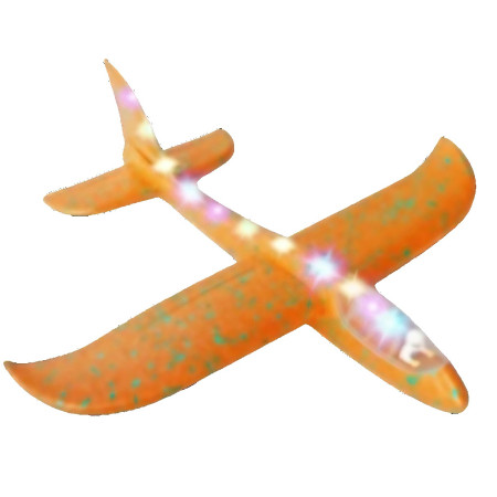 Avion Planor cu Pilot, Cyrax, Din Polistiren, Cu Lumini pe Toata Lungimea, 47 cm, Portocaliu