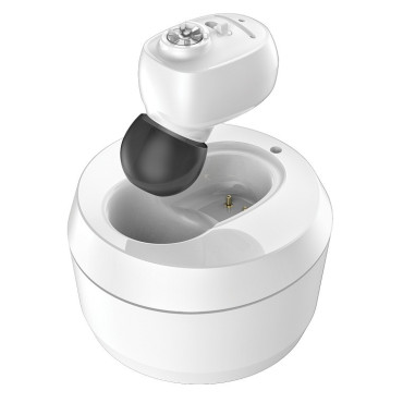 Aparat Auditiv Intraauricular In-Ear, Cyrax, Amplificator de sunet pentru Auz, Minuscul Design Nou, 14 x 10 x 3.8 cm, 116 gr, Alb