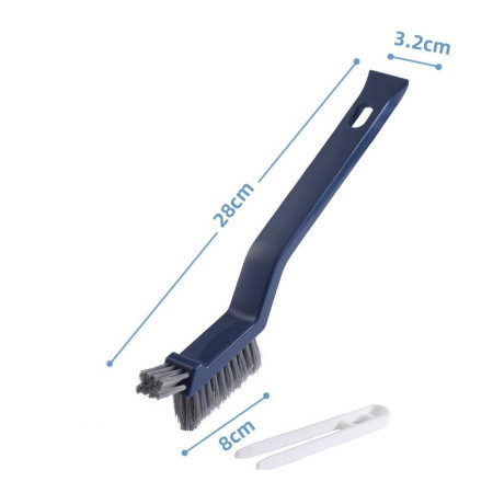 Perie 3in1 de Curatat Podele si Rosturi,  Lungime Maner 28 cm, Peri din PP, Otel si Plastic, Cleste pentru Scame si Par Inclus, Albastru