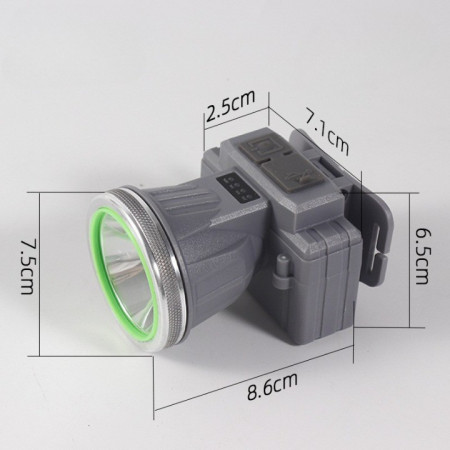 Lanterna LED de Montat pe Cap,  cu Raza Lunga de Zoom, Reincarcabila USB, Far Telescopic, Rezistent la Apa, Reglabil, pentru Pescuit in Aer Liber, Camping, Lumina Puternica, Lanterna, 8.6x7.5x6.5cm, Gri