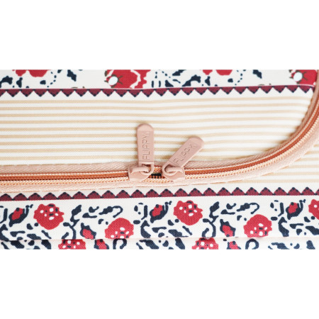 Cutie de Depozitare Pliabila,  66 L din Bumbac si In, 52 x 42 x 39 cm, Fereastra Frontala, 2 Usi de Acces cu Fermoar Bidirectional, Cadru Metalic, Suport Baza Stabil din Plastic, Motiv Traditional Model 7