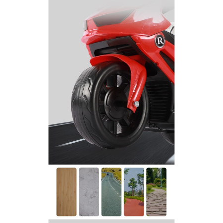 Motocicletă Electrică cu 3 Roti, Cyrax, Acumulator Încarcare, Anti-Rasturnare, Lumini, Sunete, Off-Road, Baterie 6V 4.5Ah, 66x34x43cm, Rosu