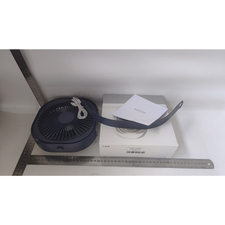 Mini ventilator pentru birou cu usb,  rotire 360 grade, 3 viteze, 4000 mA, 13.5 x 12,8, Albastru