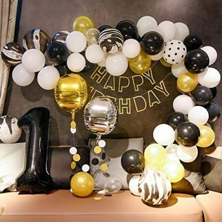 Balon din Folie Metalizata, Cyrax, Figurina Cifra, Tema Aniversare 100 cm, Ambalaj Individual, Pai inclus, Umflare cu Aer sau Heliu, Negru, Cifra 1