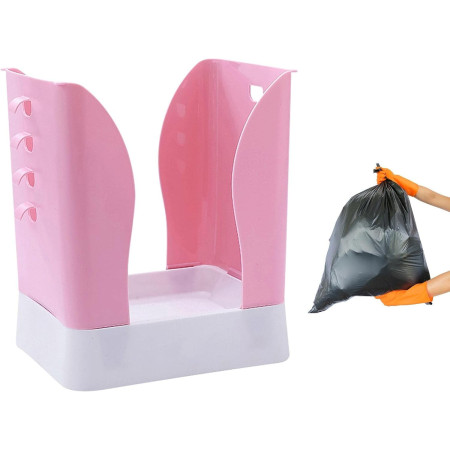 Cos de Gunoi Extensibil,  din Plastic, Reglabil, Pliabil, Versatil, pentru Bucatarie, Baie sau Birou, Cos Universal, 21x25x17 cm, Roz Alb