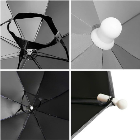 Umbrela de Cap,  Diametru 69 cm, Banda Elastica de Cap, Protectie UV/Ploaie, Albastru Ceata