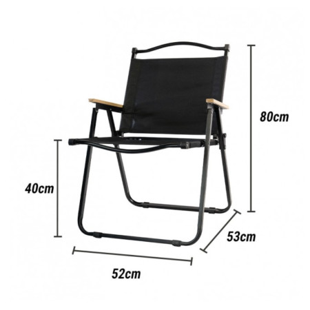 Scaun camping, Aluminiu, Pliabila,  52 x 53 x 80 cm, Negru