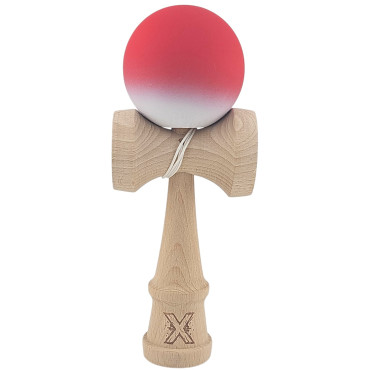 Kendama X Originala, Profesionala, Cyrax, din Lemn, Rubber Grip, 18 cm, Rosu/Alb