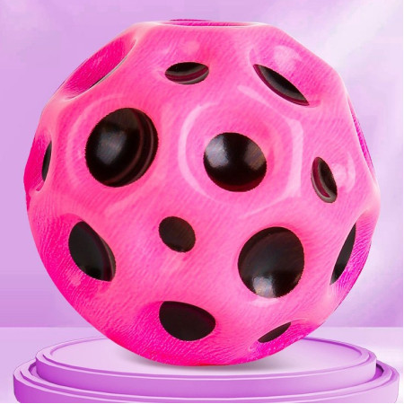 Minge Saltareata Hiperelastica, Cyrax, Space Moon Ball foarte Elastica, Antistress pentru Copii, Diametru 66 mm, Roz