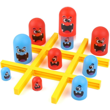 Joc Interactiv, Cyrax, Tic Tac Toe Gobble, din Plastic, +3 Ani, 18 Piese, 21.5 x 4 x 10 cm, Albastru/Rosu