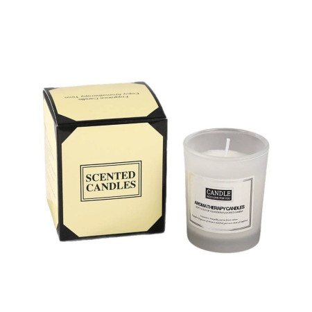 Lumanare Parfumata,  Model Borcan Translucid, 6.2 x 5.2 cm, Aroma de Frezie si Pere, Alb