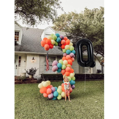 Balon Folie Metalizata Litera Q, Cyrax, 40 cm, Umflati cu Heliu sau Aer, Ambalaj Individual, Pai inclus, Negru