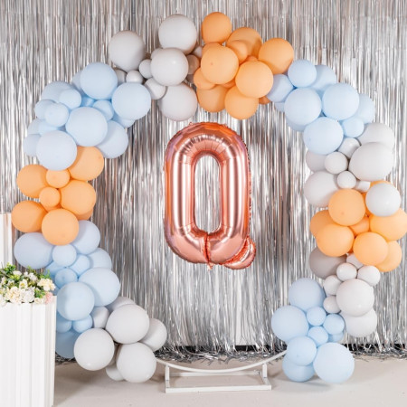 Balon Folie Metalizata Litera Q, Cyrax, 80 cm, Umflati cu Heliu sau Aer, Ambalaj Individual, Pai inclus, Rose Gold