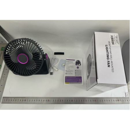 Ventilator 2in1,  de Masa/de Perete, Incarcare USB, 3.7 V, 4.5 W, 1200 mAh, 17.5 x 17 x 7.6 cm, Albastru Fumuriu