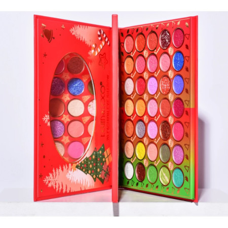 Set de Machiaj Kevin&Coco, 70 de Culori, Paleta de Farduri, Model Merry Christmas, Oglinda Ovala, 22.3x17.2x1.9 cm, Multicolor