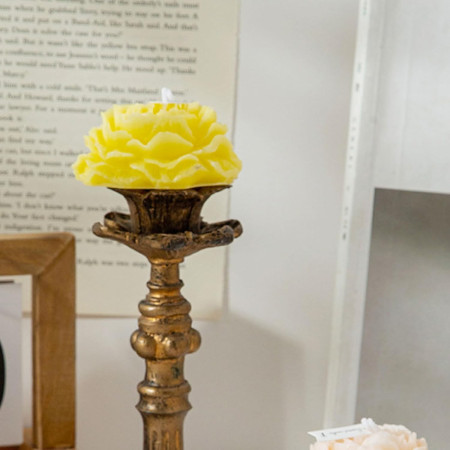 Lumanare Parfumata,  Model Trandafir, Ardere 10h, 70 g, 7.5 x 3.5 cm, Parfum de Citrice, Galben