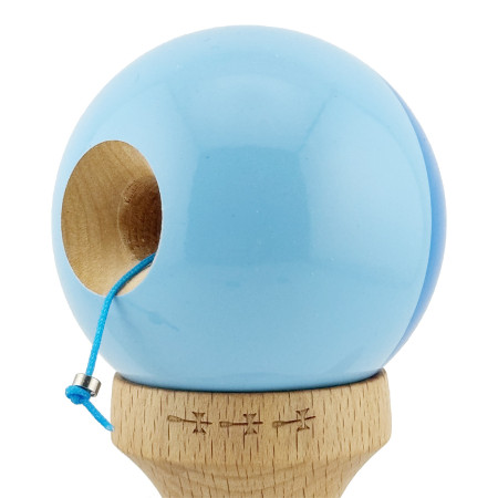 Kendama X Originala, Profesionala, Cyrax, Big Cups V2, Super Sticky cu Cupe Mari, Rulment Metalic, din lemn 18 cm, Ata 55 cm, Albastru/Bleu