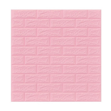 Set 10 Placi Tapet 3D,  70 x 77 cm, Grosime 3 mm, din Polietilena, Model Caramida, Suprafata acoperita 5.3 mp, Roz