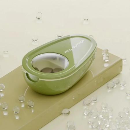 Cutie Taiat Pastile si Depozitare Medicamente,  Verde, 8x5x2.65 cm, Compacta si Portabila, Ideala Pentru Calatorii