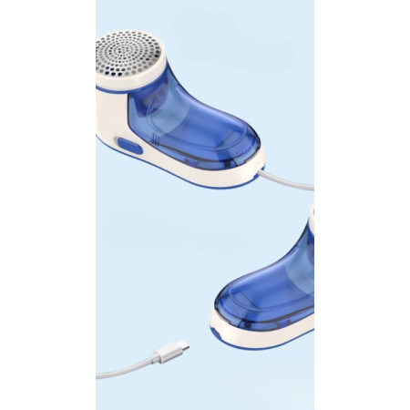 Aparat Pentru Curatat Scame, Par Si Praf,  Pentru Diferite Tipuri De Material, Cu Lame Din Otel Inoxidabil, Incarcare Prin USB Type-C, Cu Perie De Curatare si Cablu USB Incluse, Albastru, 15 x 7 cm