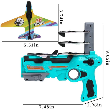 Cyrax Set Arma de jucarie tip lansator de avioane, Air Battle, Turcoaz