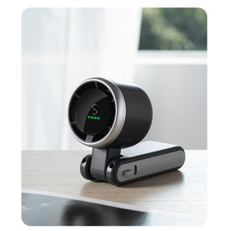 Mini Ventilator Portabil,  5 Trepte de Viteza, Afisaj Digital, Incarcare USB, 5V, 2A, 5.95 x 5.2 x 17.2 cm, Negru