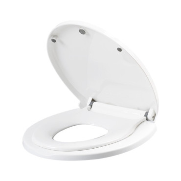 Capac de Toaleta cu Reductie 2 in 1, Cyrax, pentru Copii si Adulti, Coborare Lenta si Silentioasa, Instalare Usoara, din PP5 , in Forma de U, Alb