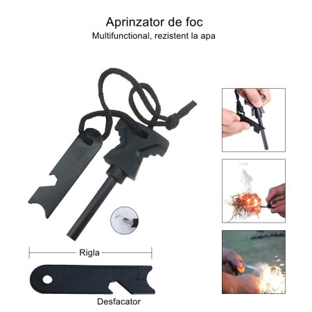 Kit supravietuire multifuncional  42 de Instrumente Profesionale, Echipament de prim-ajutor, Drumetie, Camping