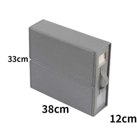 Cutie Depozitare Lenjerii de Pat,  Pliabila, Capacitate 18l, 38x33x12 cm, din Panza Oxford cu PP Incorporat, Fereastra Vizibila, Gri