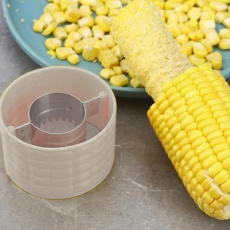 Ustensila pentru Curatare Porumb, Cyrax, Diametru 3.6 cm, din Plastic si Otel Inoxidabil, Alb