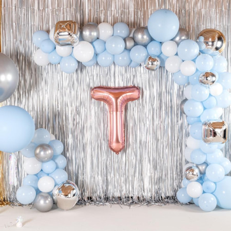 Balon Folie Metalizata Litera T, Cyrax, 100 cm, Umflati cu Heliu sau Aer, Ambalaj Individual, Pai inclus, Rose Gold