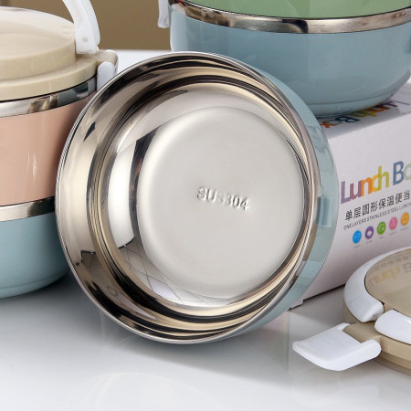 Set 2 Caserole pentru alimente Cyrax, lunch box, 1400 ml, otel inoxidabil, maner, valva aerisire, 15.5 x 15 cm, inchidere etansa, multicolor