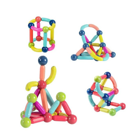 Set 42 de Piese Magnetice de Constructie, Cyrax, Puzzle, Forme, 3 Ani, ABS, Magnet, 20x6.5x18 cm, Multicolor